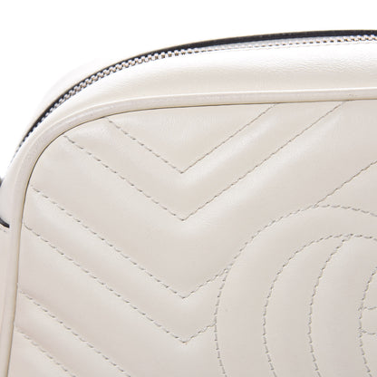 Gucci Calfskin Matelasse Small GG Marmont Chain Shoulder Bag White 9 of 11