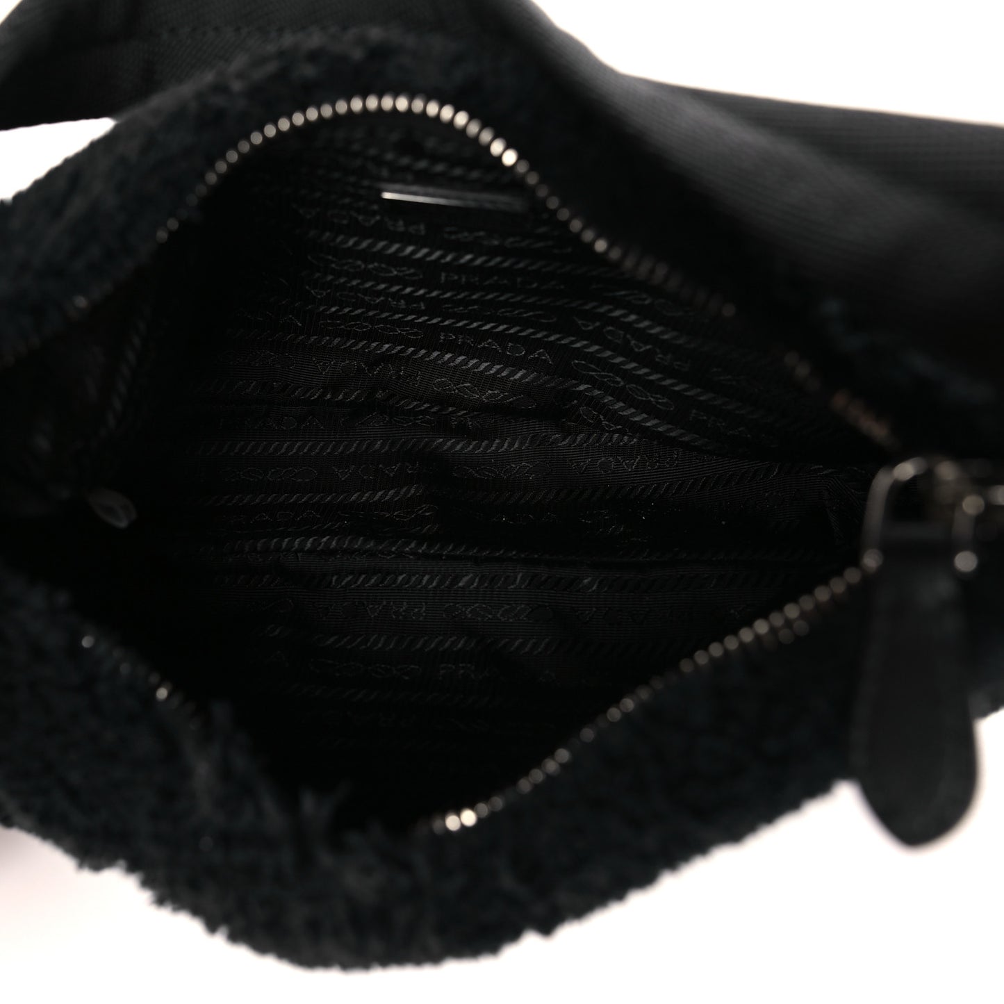 Terry Cloth Mini Re-Edition 2000 Bag Black White