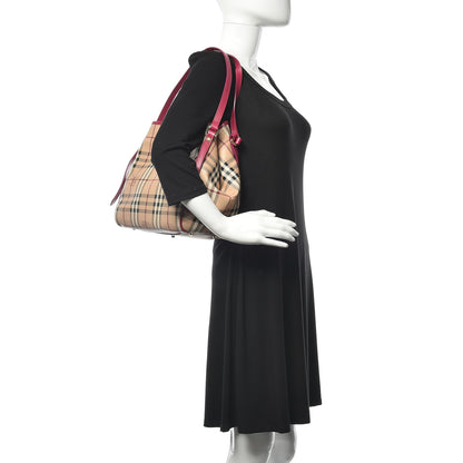 Burberry Haymarket Check Small Canterbury Tote Bright Rhubarb Pink 2 of 10