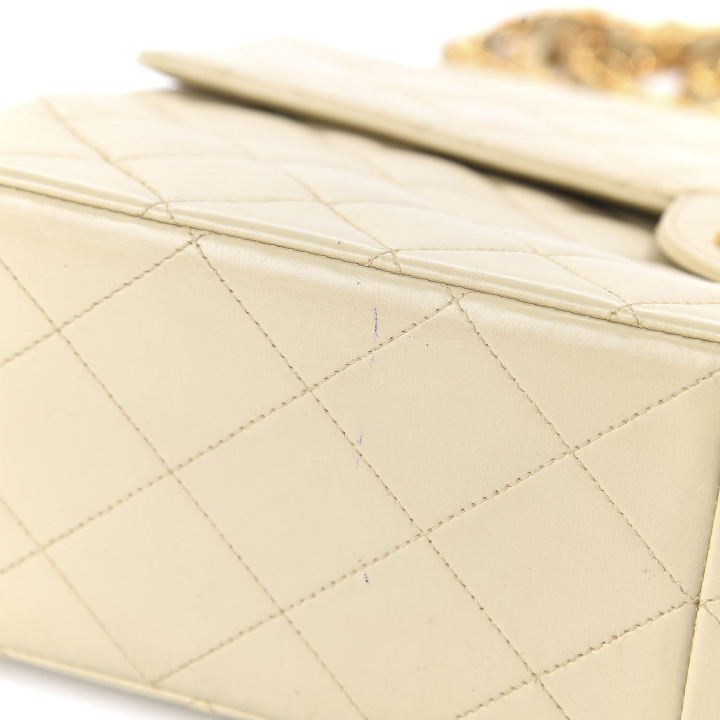 Lambskin Quilted Maxi Single Flap Beige