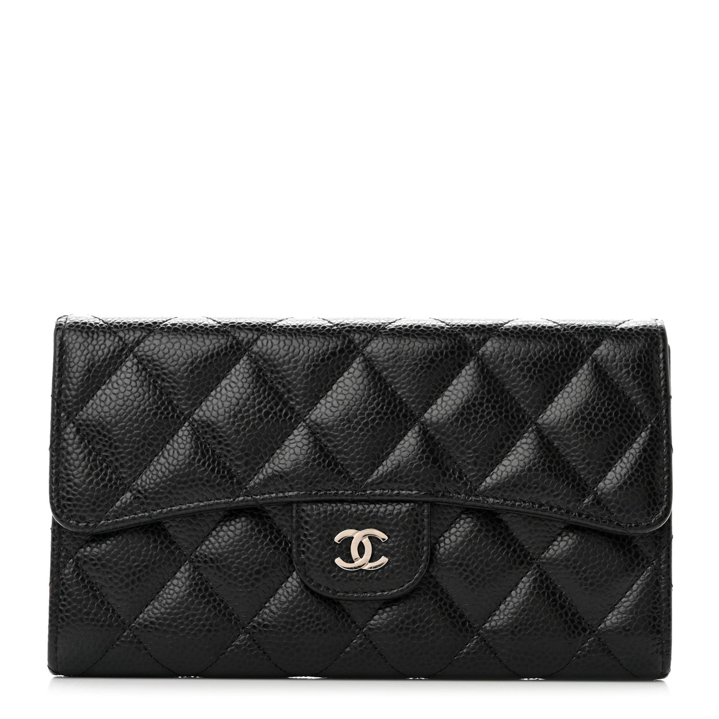 Caviar Quilted Large Flap Wallet Black