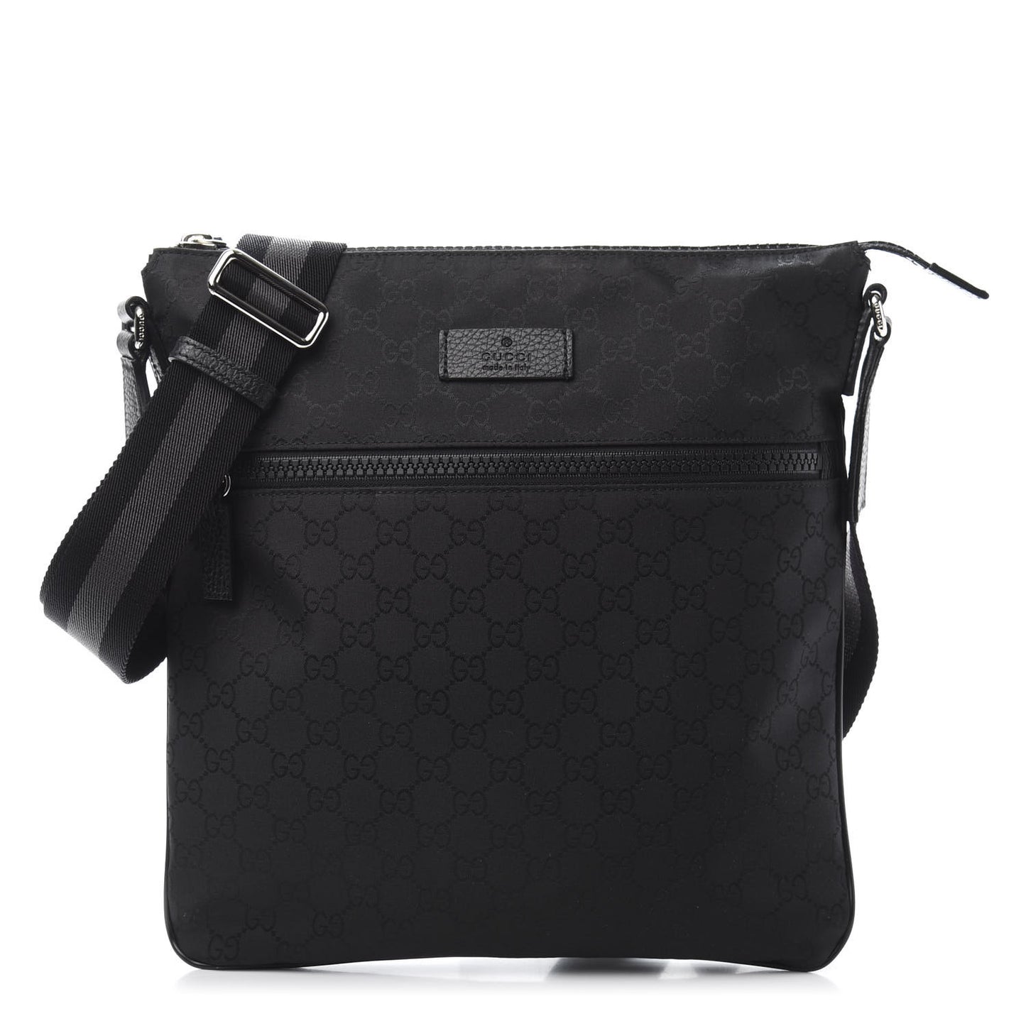 Nylon Monogram Medium Flat Messenger Bag Black
