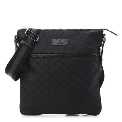 Gucci Nylon Monogram Medium Flat Messenger Bag Black 1 of 12