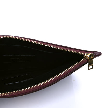 Saint Laurent Grain De Poudre Chevron Monogram Large Bill Pouch Rouge Legion 5 of 5