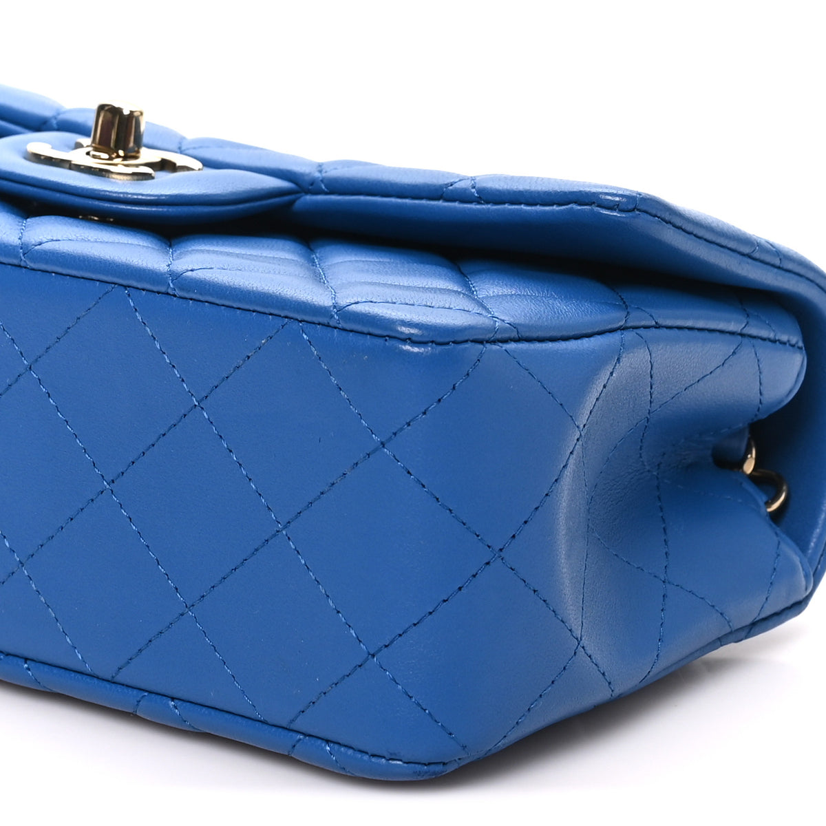 Lambskin Quilted Mini Rectangular Flap Blue