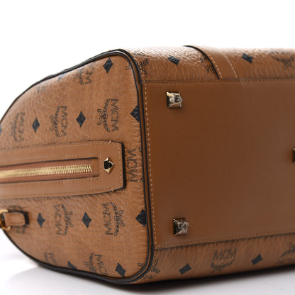 MCM Visetos Medium Boston Bag Cognac 7 of 9