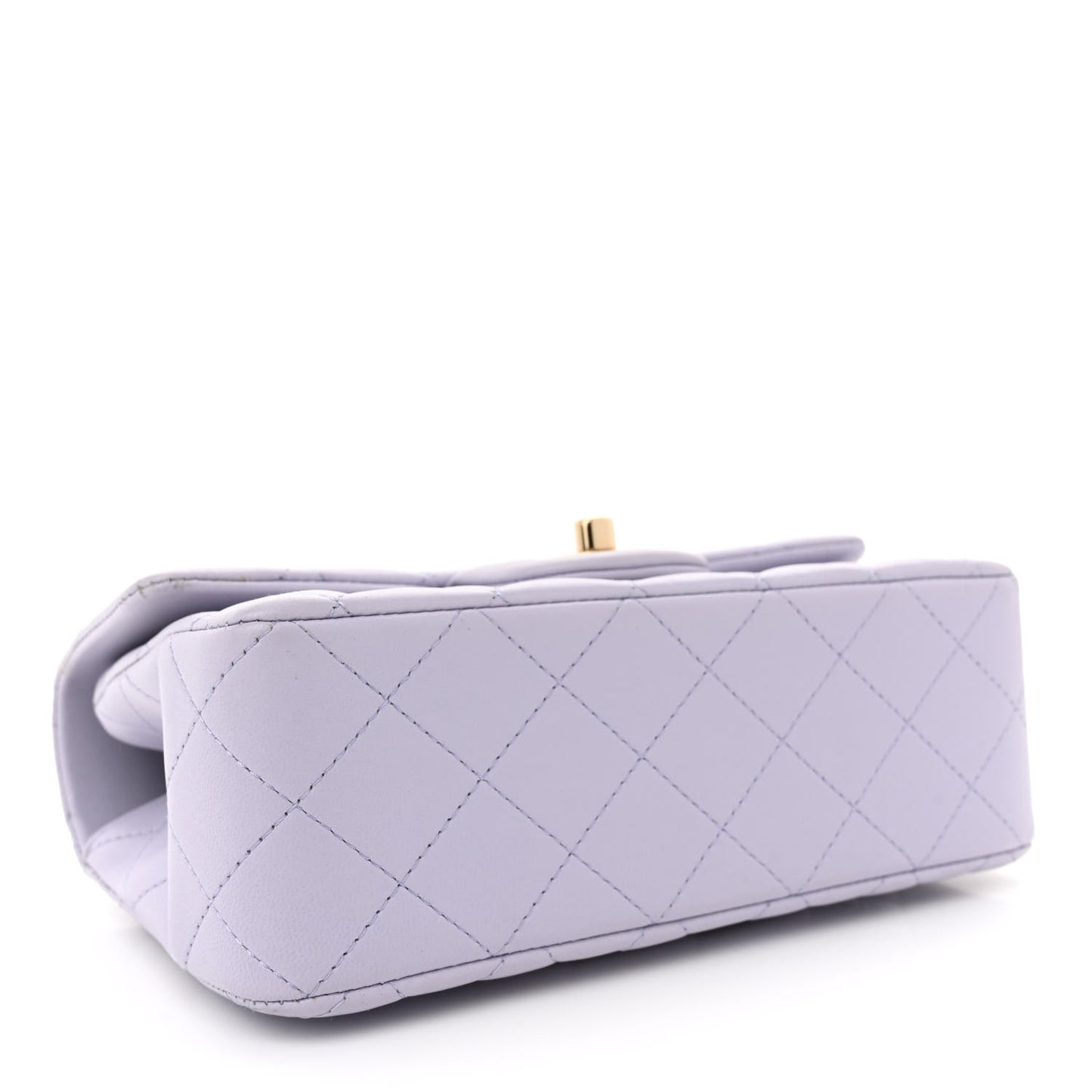 Lambskin Quilted Mini Top Handle Rectangular Flap Light Purple
