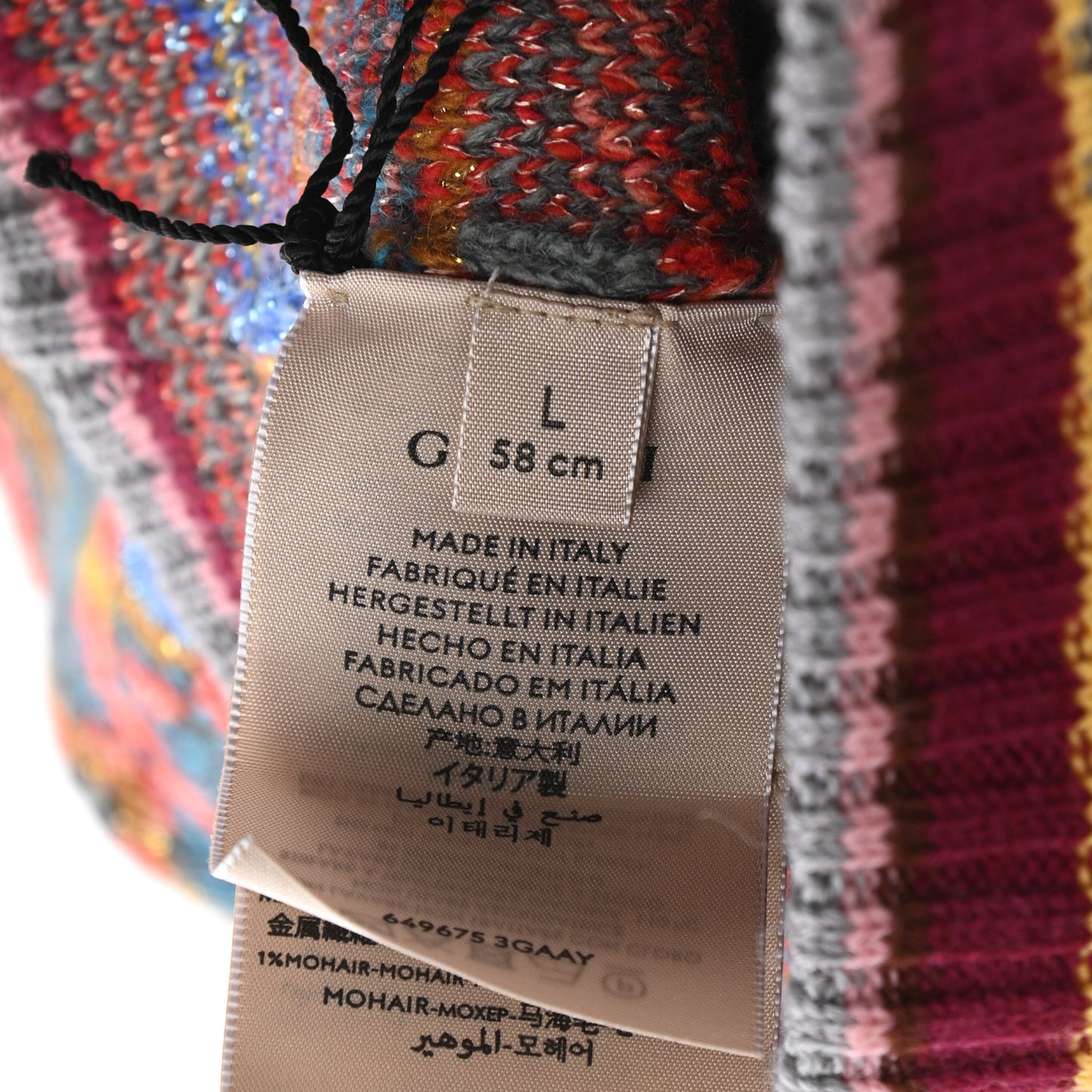 Wool Lame GG Monogram Dorat Beanie Hat L Multicolor