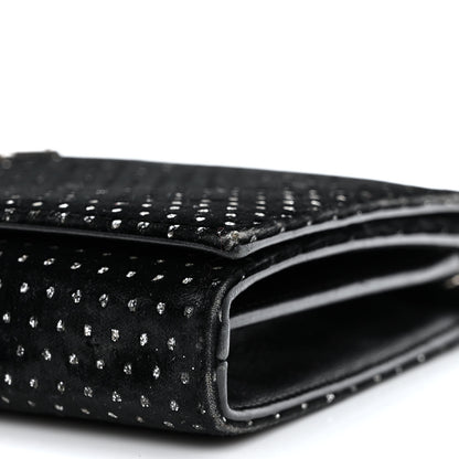 Saint Laurent Velvet Crystal Monogram Chain Wallet Black 9 of 14