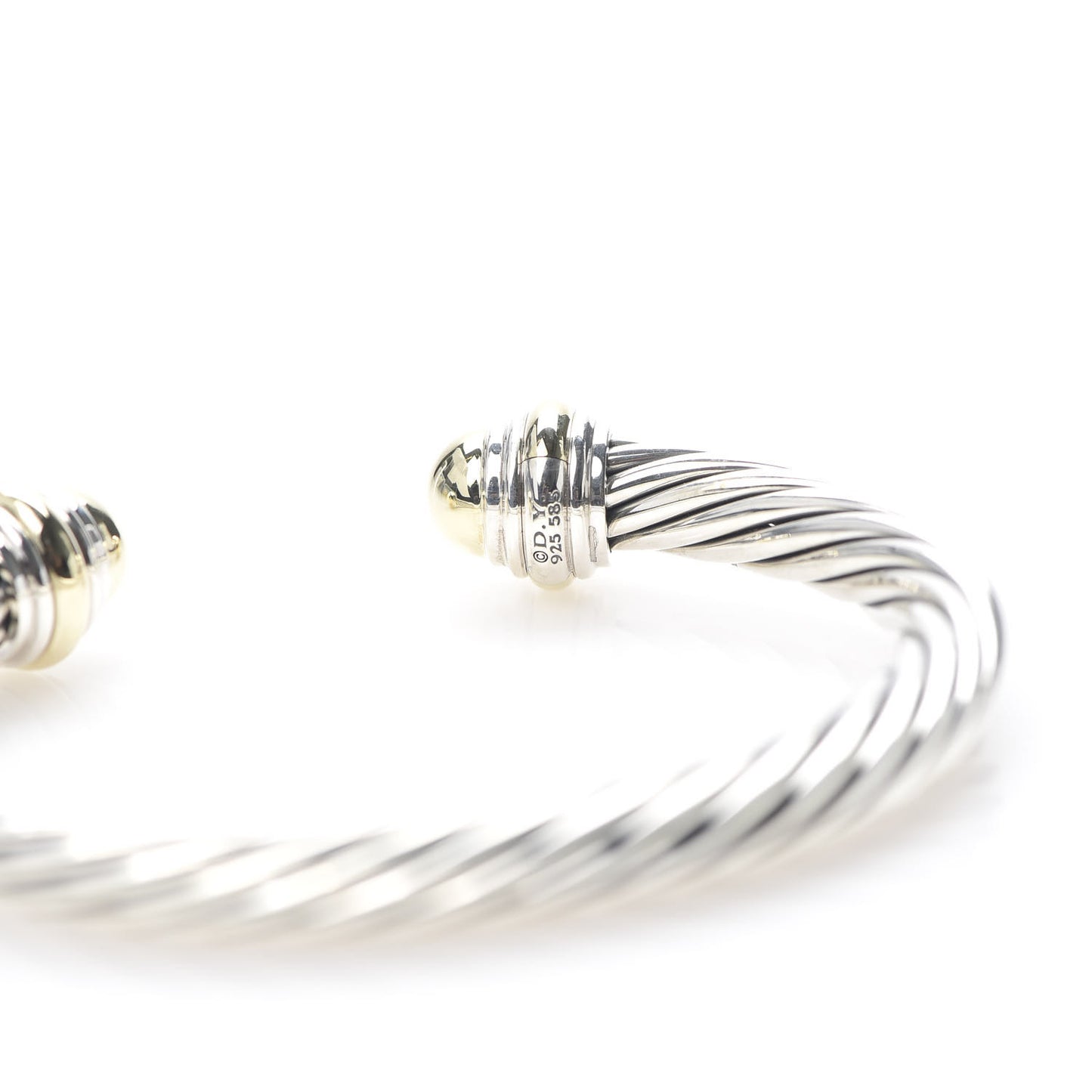 Sterling Silver 14K Yellow Gold 7mm Cable Classics Bracelet