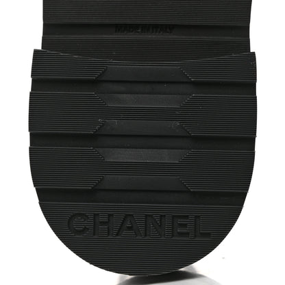Chanel Shiny Calfskin Quilted Lace Up Combat Boots 37.5 Black 8 of 9