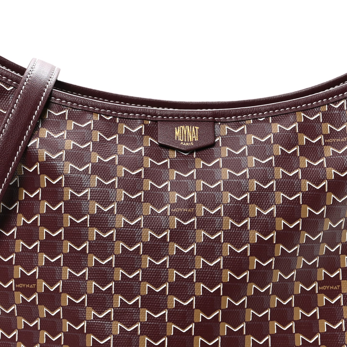 Calfskin Canvas M Hobo Bag Burgundy