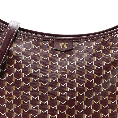 Moynat Calfskin Canvas M Hobo Bag Burgundy 7 of 9