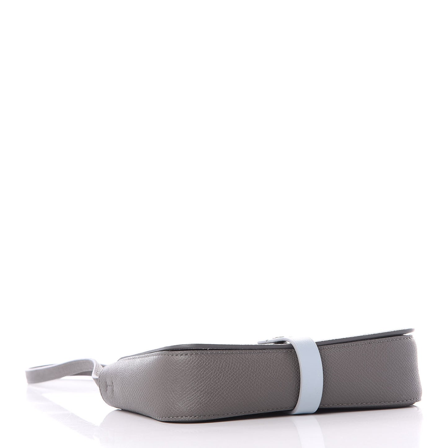 Grained Calfskin Strap Clutch Grey Blue