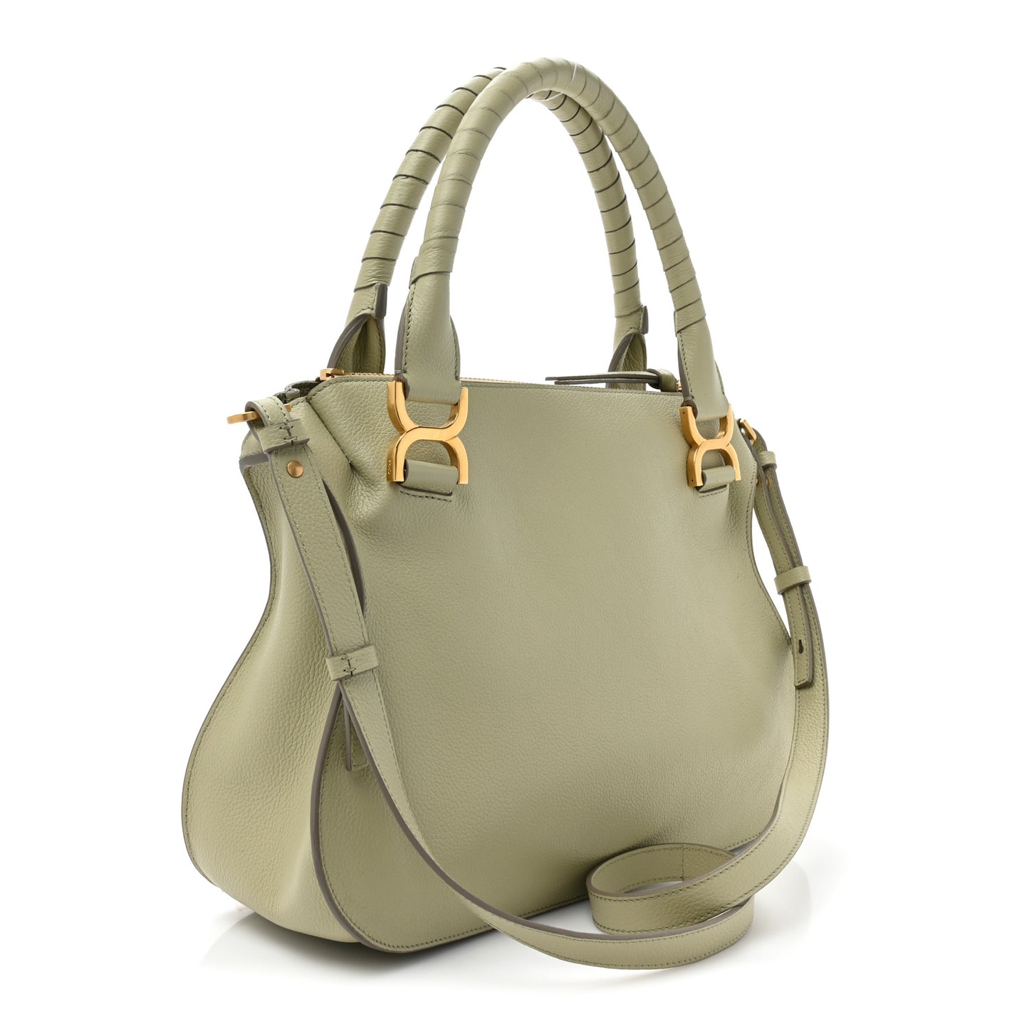 Calfskin Small Marcie Satchel Faded Green