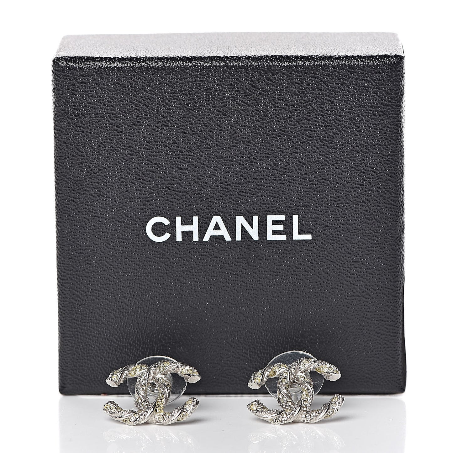 Crystal CC Twisted Earrings Silver