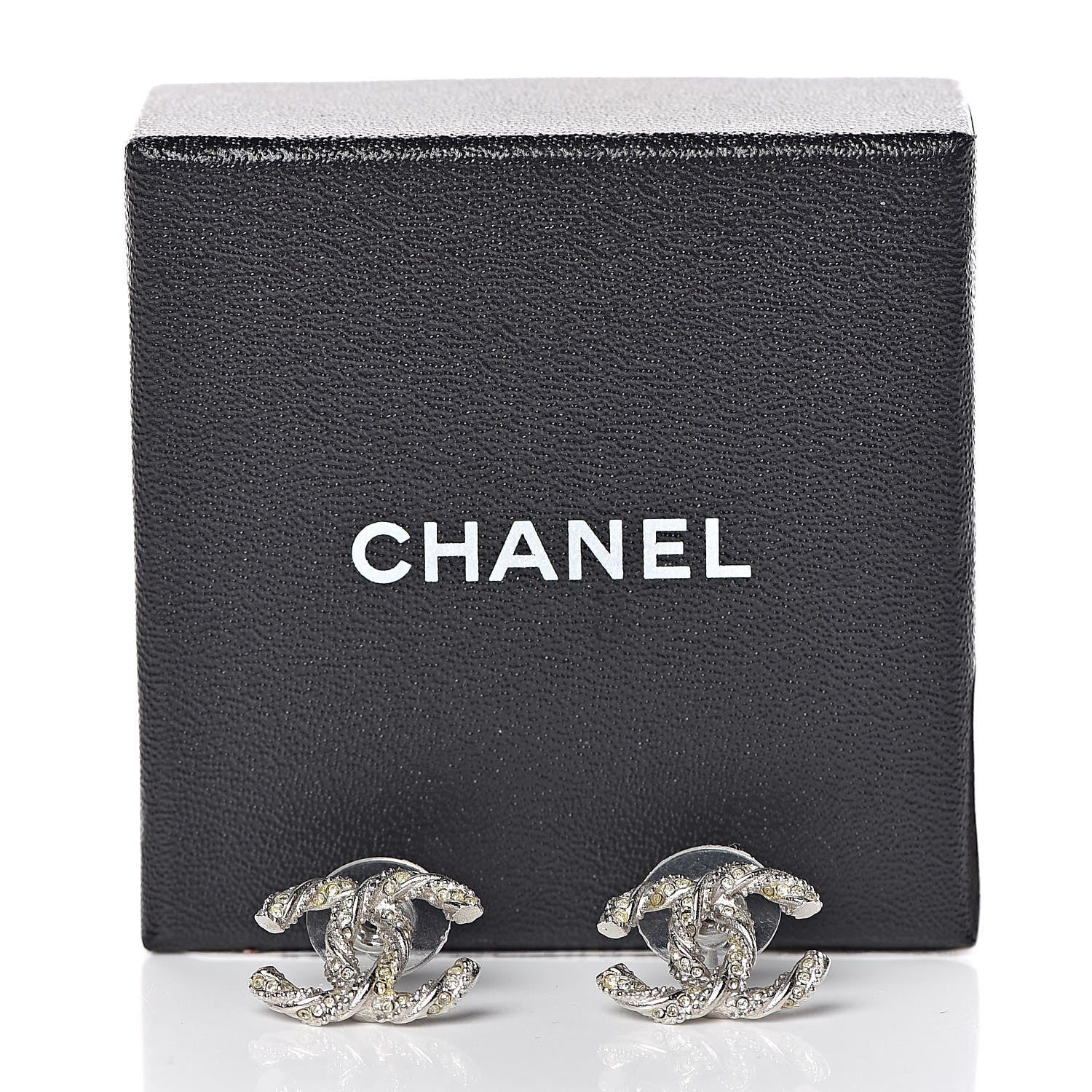 Chanel Crystal CC Twisted Earrings Silver 5 of 5