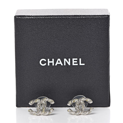 Chanel Crystal CC Twisted Earrings Silver 5 of 5