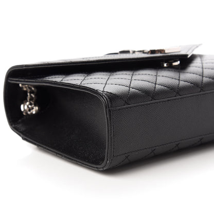 Saint Laurent Grain De Poudre Textured Mixed Matelasse Triquilt Medium Monogram Satchel Black 6 of 10