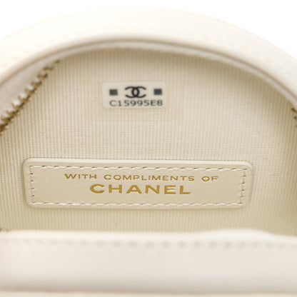 Chanel Tweed Quilted Round Filigree Pouch With Chain White Black 12 of 18