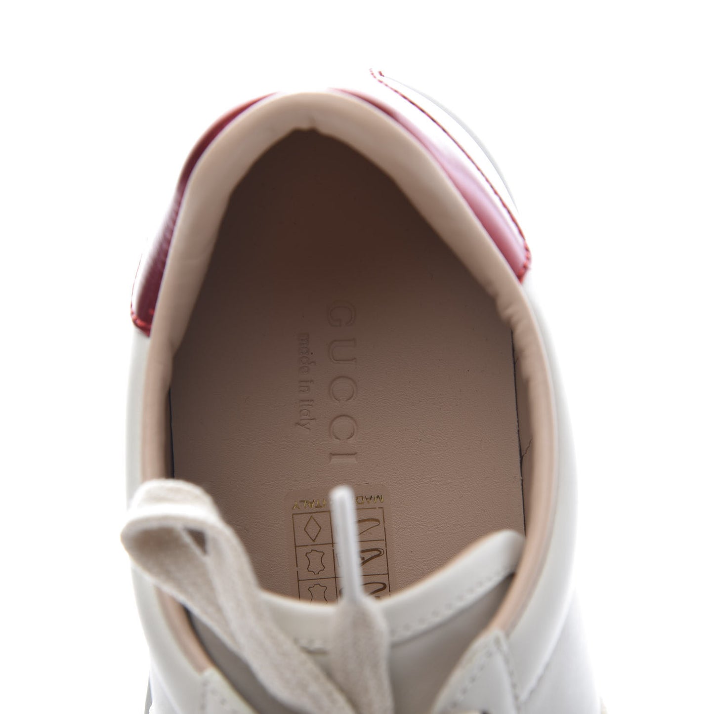 Calfskin Stripe Womens New Ace Sneakers 37 New Mystic White Ecru Red Flame