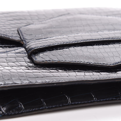 Hermes Shiny Crocodile Faco Clutch Bleu Marine 12 of 16