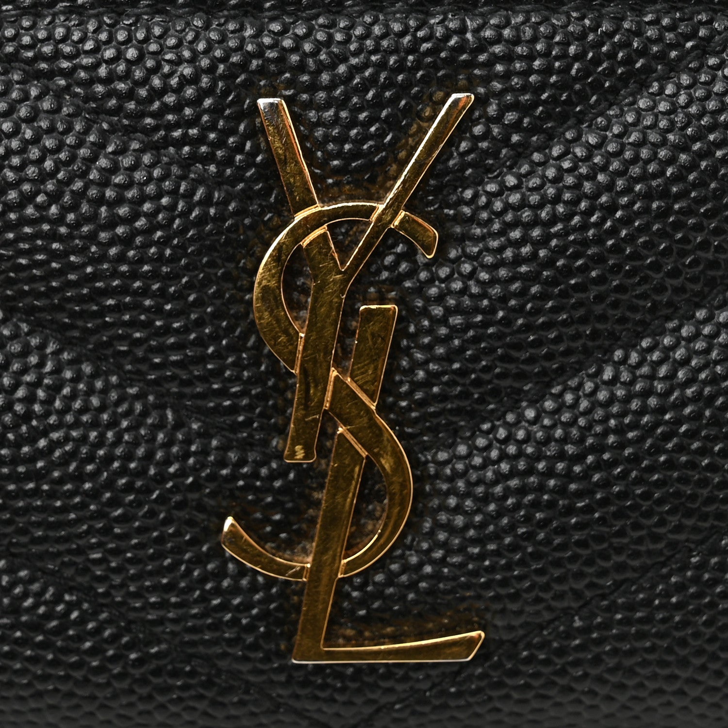Saint Laurent Grain De Poudre Matelasse Chevron Monogram Credit Card Case Black 10 of 10