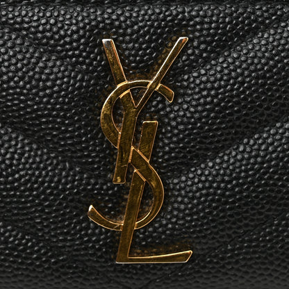Saint Laurent Grain De Poudre Matelasse Chevron Monogram Credit Card Case Black 10 of 10