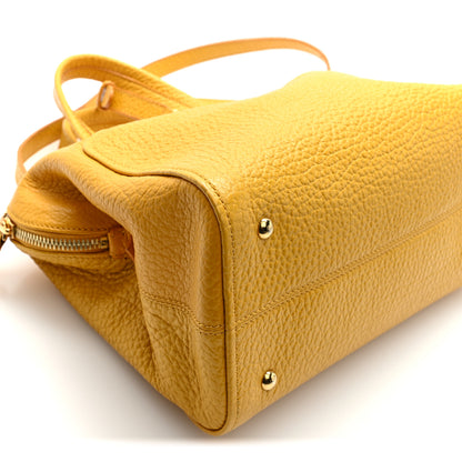 Fendi Pebbled Calfskin Small Chameleon Tote Sunflower Satin 8 of 9