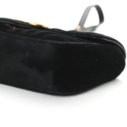 Gucci Velvet Matelasse Mini GG Marmont Shoulder Bag Black 10 of 16
