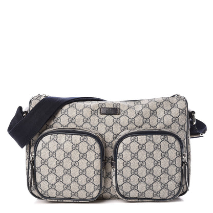 Gucci GG Plus Monogram Front Pocket Messenger Navy 1 of 10