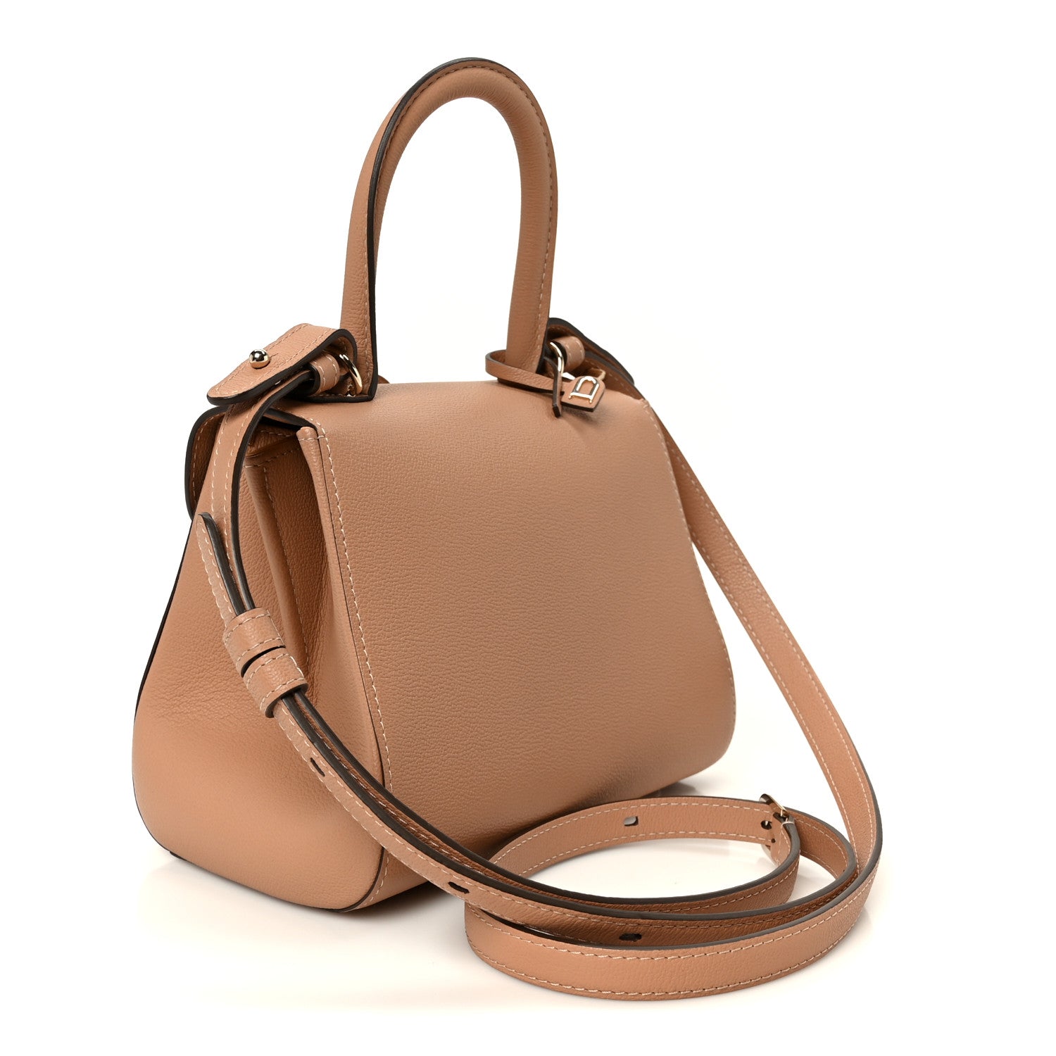 Delvaux Grained Calfskin Mini Brillant Satchel Natural 4 of 13