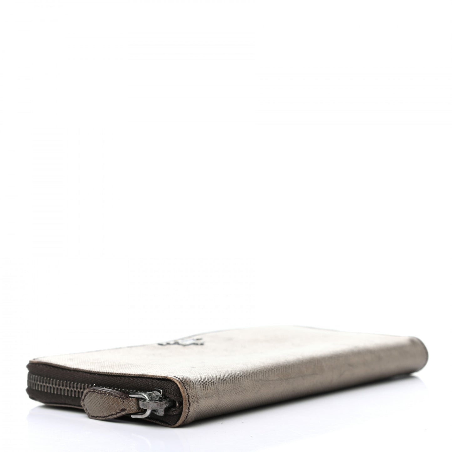 Saffiano Metal Zip Around Wallet Bronzo
