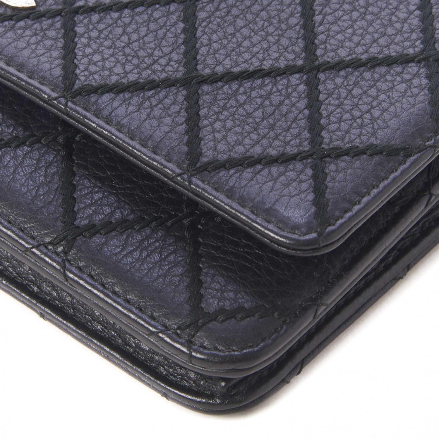 Chanel Calfskin Whipstitch Wallet On Chain WOC Black 4 of 9