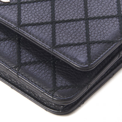 Chanel Calfskin Whipstitch Wallet On Chain WOC Black 4 of 9