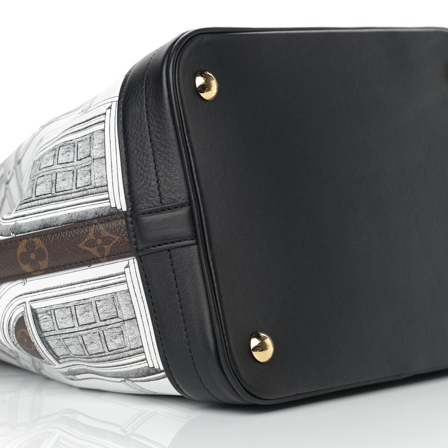 X FORNASETTI Calfskin Architettura Noe MM Black White
