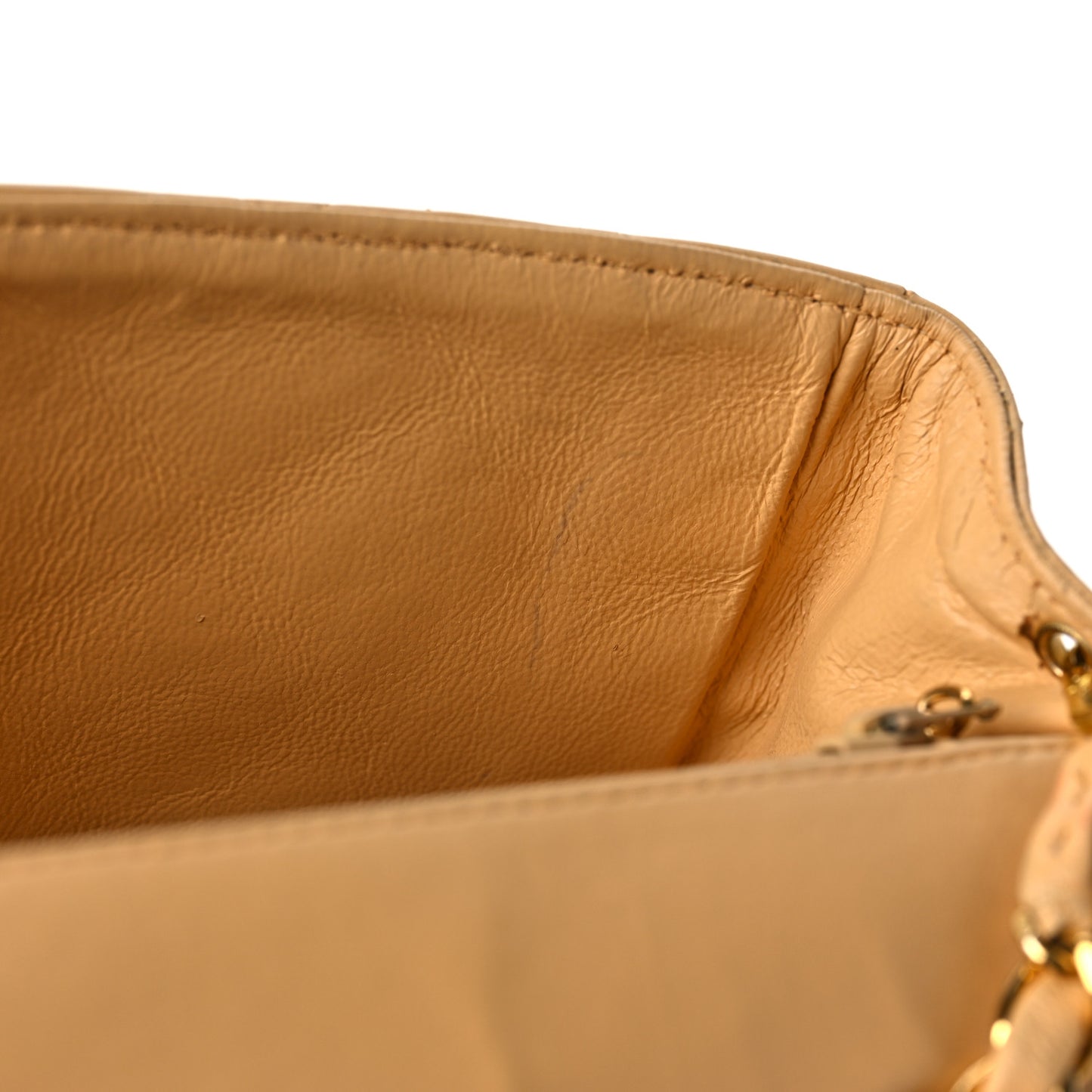 Lambskin Quilted Small Single Flap Beige