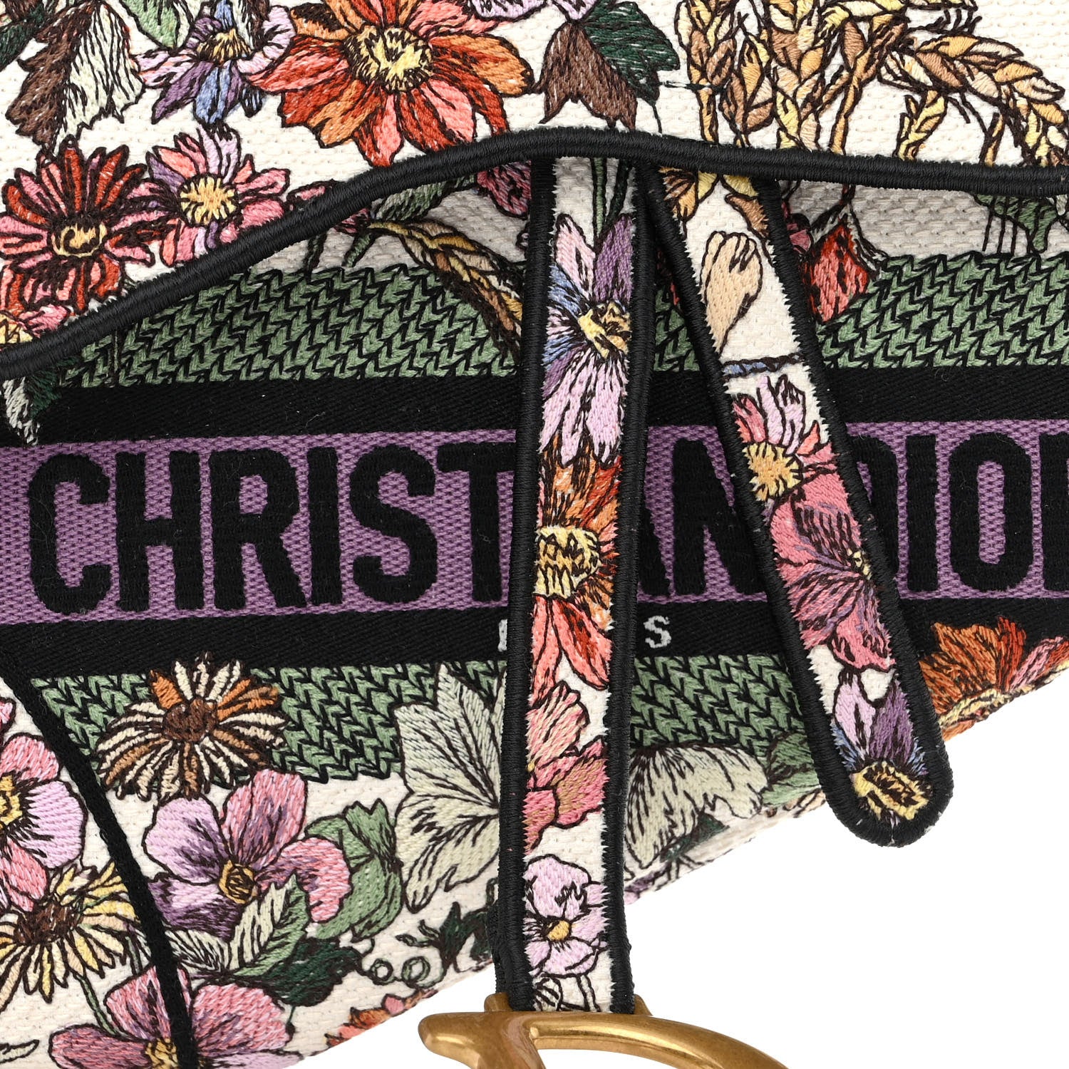 Christian Dior Canvas Embroidered 4 Saisons Été Saddle Bag White Multicolor 9 of 12