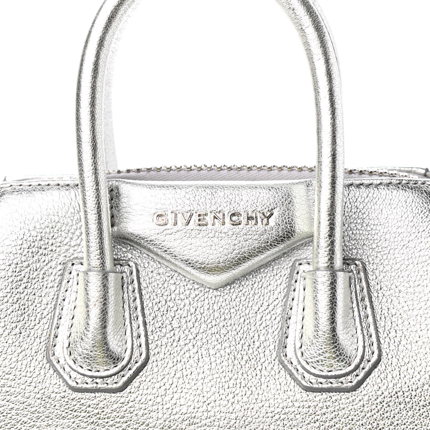 Givenchy Metallic Sugar Goatskin Mini Antigona Silver 10 of 10