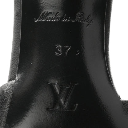 Louis Vuitton Lambskin Embossed Monogram Revival Mid Heel Mules 37 Black 7 of 10