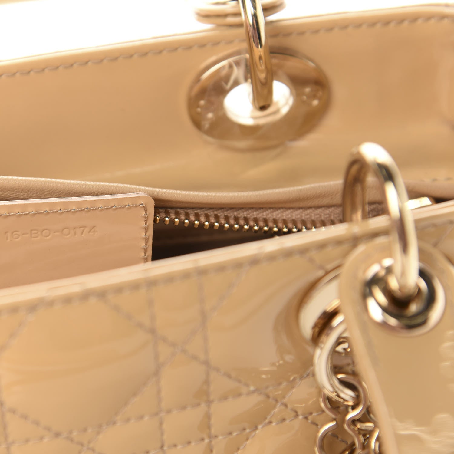 Christian Dior Patent Cannage Medium Lady Dior Beige 9 of 10