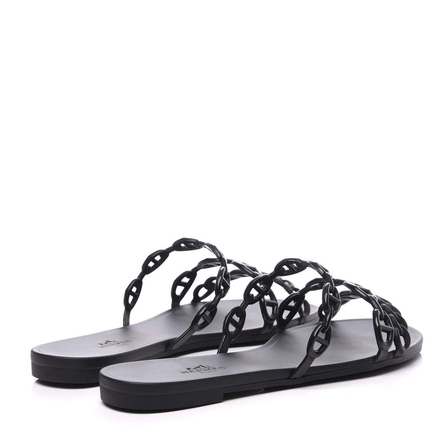 Hermes Rubber Chaine d'Ancre Rivage Sandals 37 Black 4 of 10