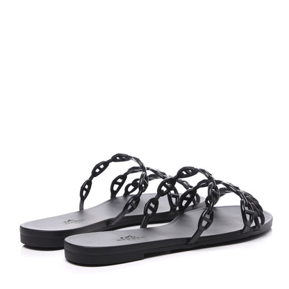 Hermes Rubber Chaine d'Ancre Rivage Sandals 37 Black 4 of 10
