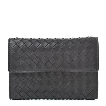 Bottega Veneta Nappa Intrecciato Continental Compact Flap Wallet Black 1 of 9