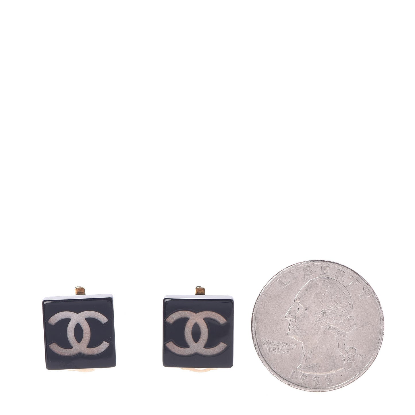 Resin CC Clip On Earrings Black Gold