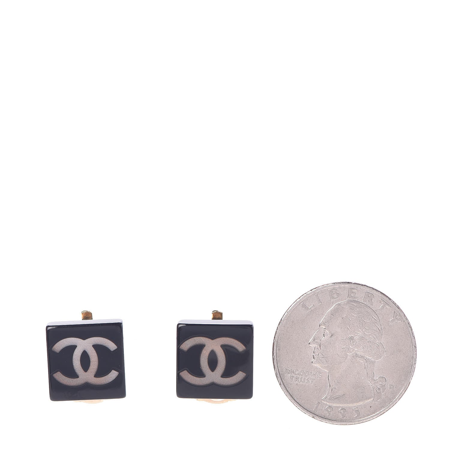 Chanel Resin CC Clip On Earrings Black Gold 2 of 4