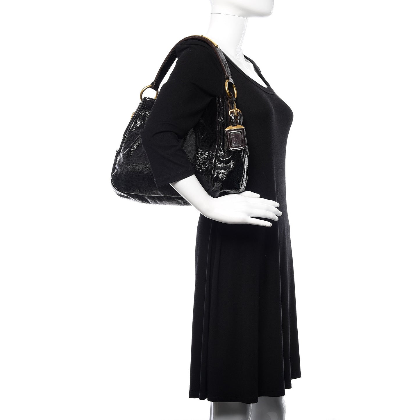 Vernice Naplak Shoulder Bag Black