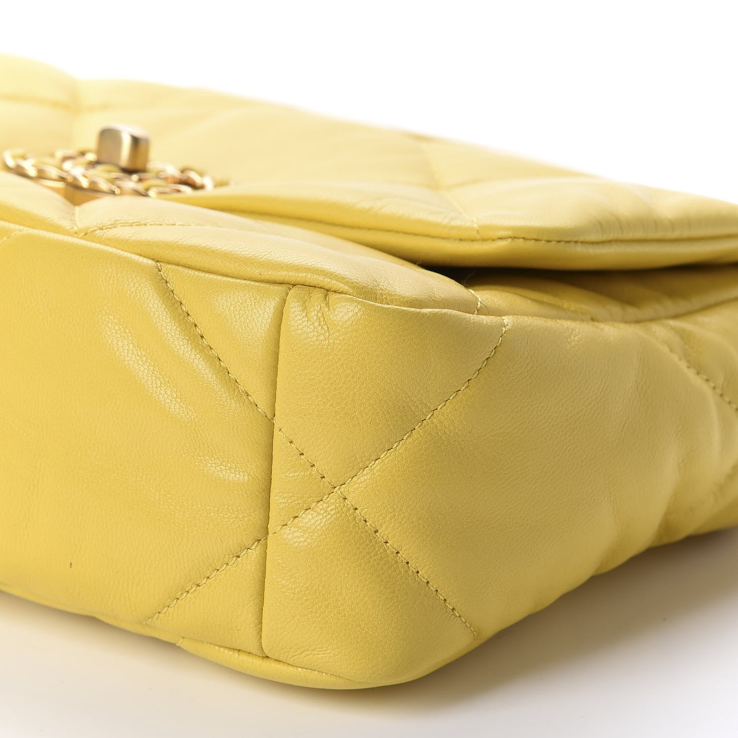 Chanel Lambskin Quilted Medium 19 Flap Yellow 7 of 11