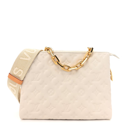 Louis Vuitton Lambskin Embossed Monogram Coussin PM Beige Cream 1 of 11
