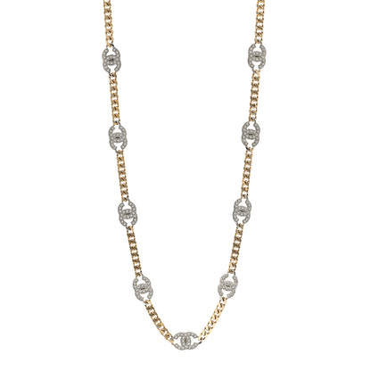 Chanel Crystal Chain CC Link Necklace Gold Silver 1 of 5